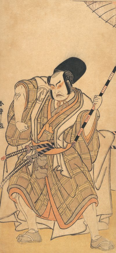 De acteur Nakamura Sukegoro II als een samoerai vermomd als een Shicho of bediende door Shunsho