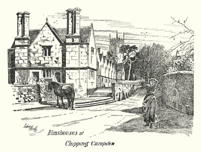 Armenhuizen in Chipping Campden (gravure) door Sidney Heath
