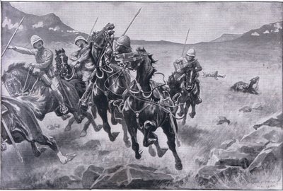 Door de linies rennen: een lansierspatrouille onder kruisvuur door Sidney Paget