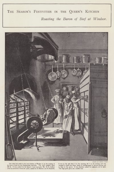 De feestelijkheden van het seizoen in de keuken van de koningin door Sidney Paget