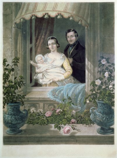 Koningin Victoria, Prins Albert en baby in Windsor Castle door Siegfried Detler Bendixen