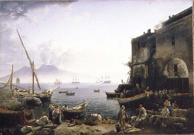 Uitzicht op Napels, de Santa Lucia-kade door Silvestr Fedosievich Shchedrin