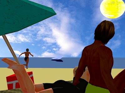 Zonsondergang: Digitale strandidylle door Silvia Martini