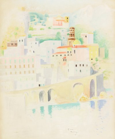 Atrani, Amalfikust (pastel op papier) door Simon Albert Bussy