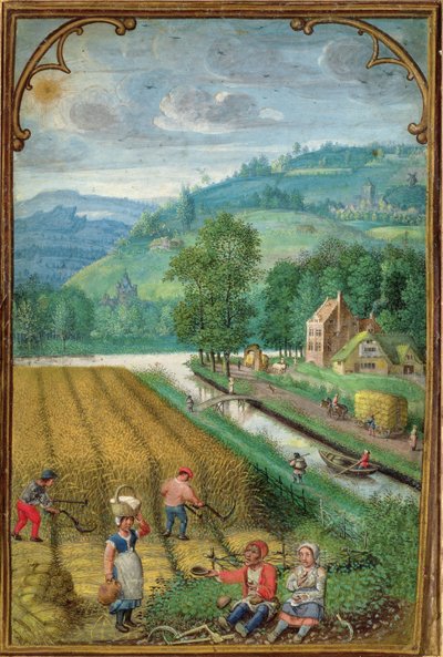 Add 18855 September: oogsten, ploegen en zaaien, uit een Getijdenboek, c.1540 door Simon Bening