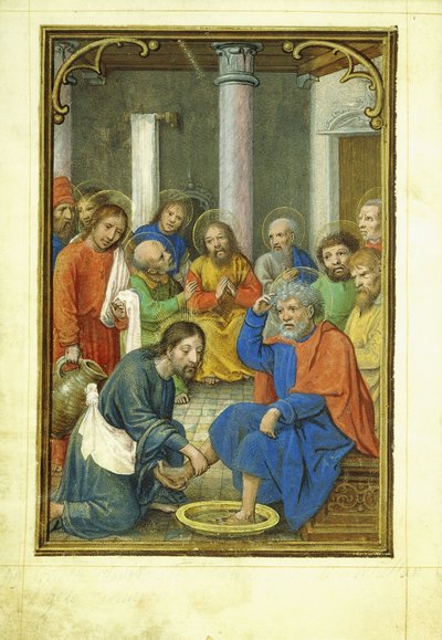 Christus wast de voeten van Petrus door Simon Bening