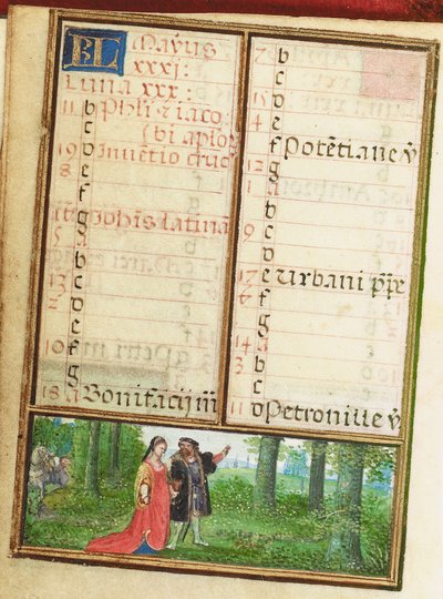 Folio uit een miniatuur Getijdenboek, gebruik van Rome, Brugge door Simon Bening