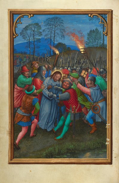 Die Flucht der Apostel door Simon Bening