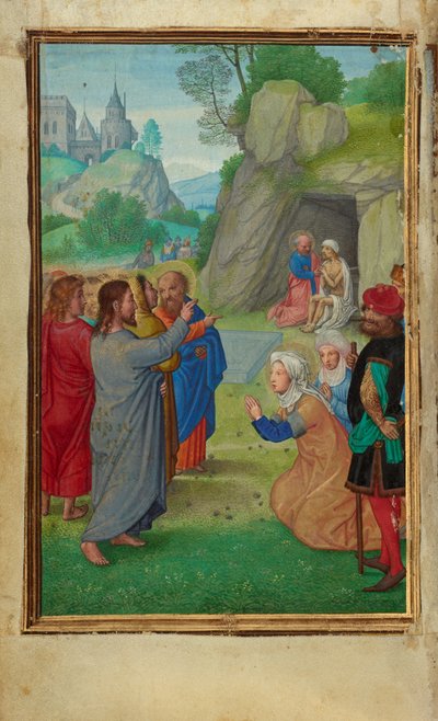 Die Auferweckung des Lazarus door Simon Bening