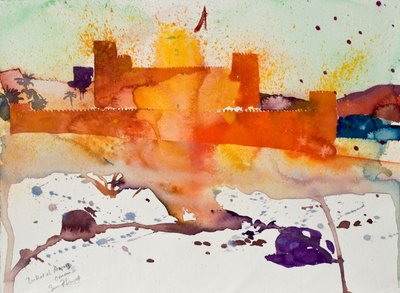 Birkat al Marez, Oman II, 2004 (aquarel) door Simon Fletcher
