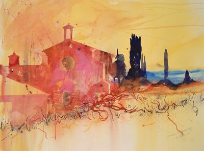Chartreuse de Mougeres, Frankrijk, 2004 (aquarel) door Simon Fletcher