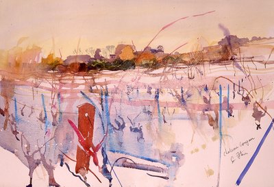 Chateau Coujan, hiver, 2004 (aquarel) door Simon Fletcher