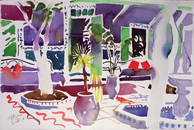 Chellah Marrakech (aquarel op papier) door Simon Fletcher