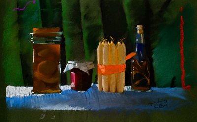 Kerstmis, vijgen in brandewijn, 2000 (pastel) door Simon Fletcher