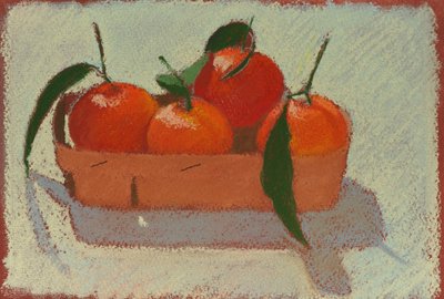 Kerstmandarijnen, 2015 (pastel op papier) door Simon Fletcher