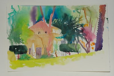 Dar Zemora Paviljoen 2, 2010 (aquarel op papier) door Simon Fletcher
