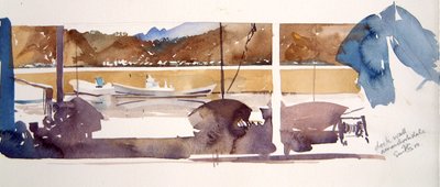 Kademuur Amanohashidate, 2000 (aquarel) door Simon Fletcher