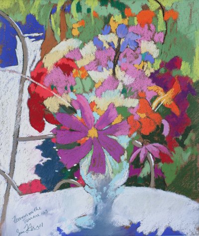 Bloemen op het terras 3, 2001 (pastel) door Simon Fletcher