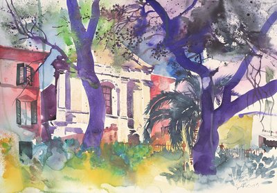Foccaceria e Chiesa, Italië, 2003 (aquarel) door Simon Fletcher