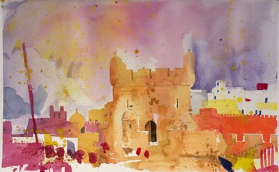 Fort en Medina (aquarel op papier) door Simon Fletcher
