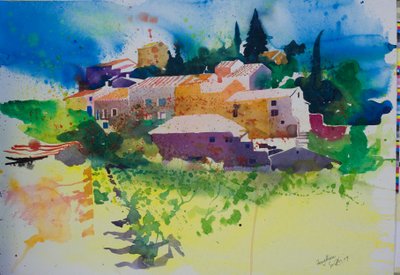 Fouzilhon, 2009 (aquarel) door Simon Fletcher