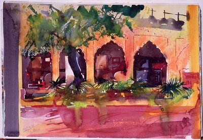 Haveli Inn Pal Jodphur, 2007 (aquarel op papier) door Simon Fletcher