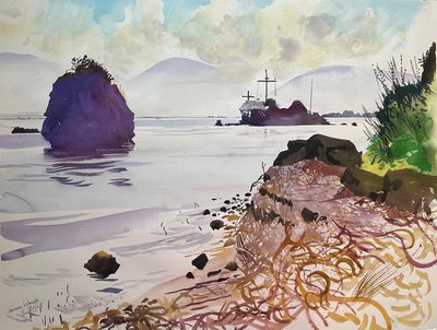 Ionische Eilanden, 2008 (aquarel) door Simon Fletcher