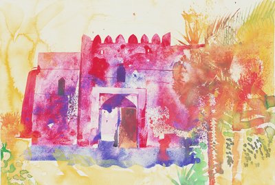 Jabreen muren, Oman, 2005 (aquarel) door Simon Fletcher