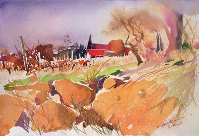 La colombette en hiver, Frankrijk, 2004 (aquarel) door Simon Fletcher