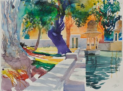 Lal Ghat, 2007 (aquarel op papier) door Simon Fletcher