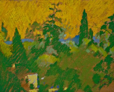 Late augustusochtend (pastel op papier) door Simon Fletcher