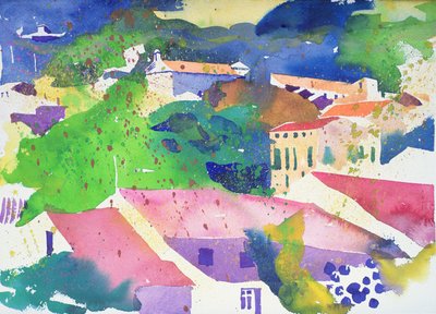 De druiven van Faugeres, 2003 Frankrijk (aquarel) door Simon Fletcher