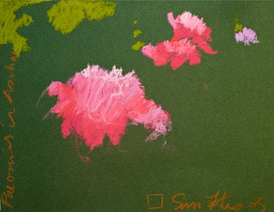 Pioenen in Aschau (pastel op papier) door Simon Fletcher