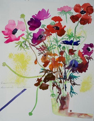 Ranonkels  anemonen, 2010 (aquarel) door Simon Fletcher