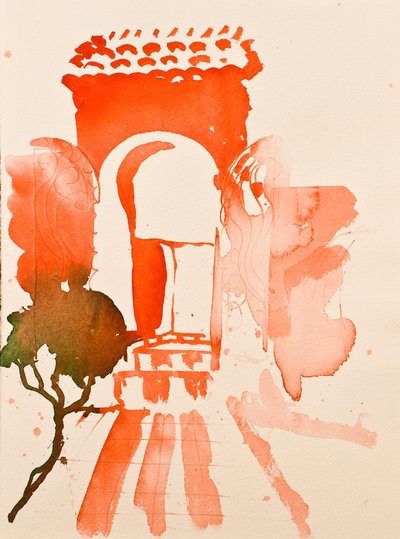 Rode poort, 2016 (aquarel) door Simon Fletcher
