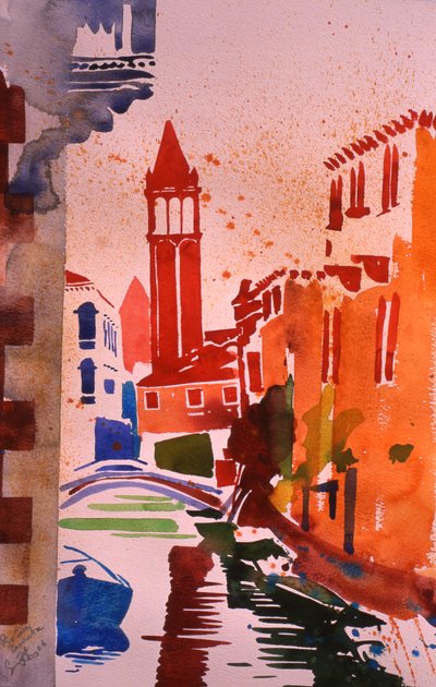 Rio San Barnaba, 2006 (aquarel op papier) door Simon Fletcher