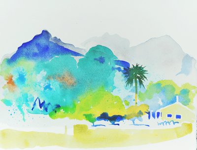 Weg naar Soller, 2015 (watecolour) door Simon Fletcher