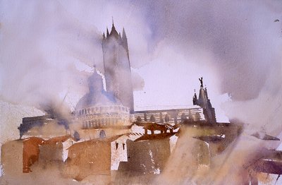 Kathedraal van Siena (aquarel op papier) door Simon Fletcher