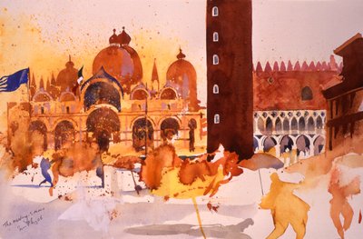 De Ontmoeting, San Marco, 2006 (aquarel op papier) door Simon Fletcher