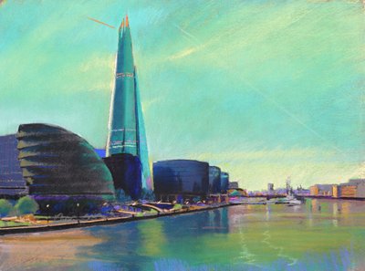 De Shard vanaf de Tower Bridge, 2015 (pastel) door Simon Fletcher