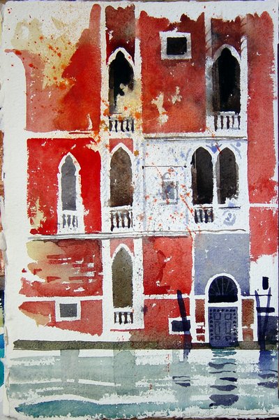 Het rode huis, Venetië, 2006 (aquarel) door Simon Fletcher
