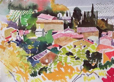 Vendanges II, Frankrijk, 2012 (aquarel) door Simon Fletcher
