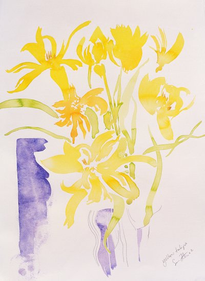 Gele tulpen, 2000 (aquarel) door Simon Fletcher