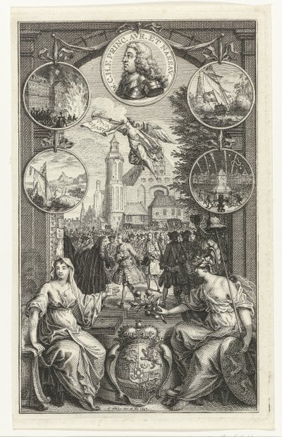 Allegorie op de verheffing van Willem IV tot stadhouder, 1747 door Simon Fokke