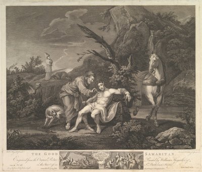 De barmhartige Samaritaan St. Lucas, hoofdstuk 10, vers 30, 24 februari 1772 door Simon Francois Ravenet