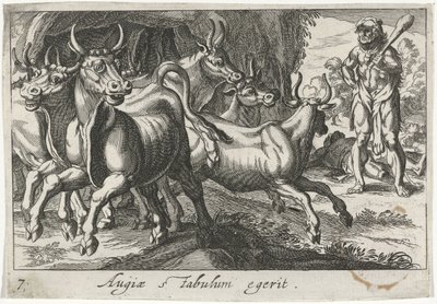 Hercules hoedt de kudde van Geryon door Simon Frisius
