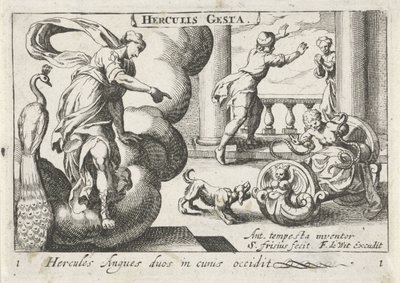 Jonge Hercules wurgt twee slangen door Simon Frisius