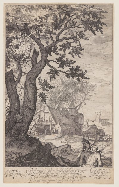 Landschap met boerderij door Simon Frisius