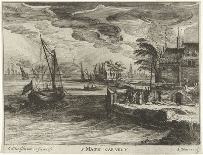 Landschap met Christus en de hoofdman van Kafarnaüm Landschappen met scènes uit het leven van Christus door Simon Frisius