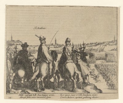 Matthias en de prins van Oranje houden revue over het Staatse leger, 1578 door Simon Frisius